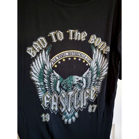 Missguided Women's U.S. 8 Sz Bad to the Bone Black Graphic T-Shirt Biker Stretc - Picture 3 of 5